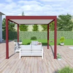 Pergola Bioclimatique Ombréa En Aluminium 3 X 4 M Autoportée - Rouge Basque -Jardelix Soldes Magasin pergola bioclimatique 3x4 rouge ombrea 15 728455
