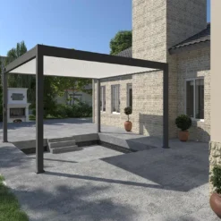 Pergola Bioclimatique Ombréa En Aluminium 4 X 4 M Autoportée - Anthracite -Jardelix Soldes Magasin pergola bioclimatique 4x4m lames blanches ombrea 15 728608
