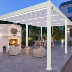 Pergola Bioclimatique Ombréa En Aluminium 4 X 6 M Autoportée - Blanche -Jardelix Soldes Magasin pergola bioclimatique 4x6 alu blanc ombrea 15 728868
