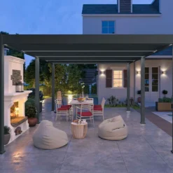 Pergola Bioclimatique Ombréa En Aluminium 4 X 6 M Autoportée - Anthracite -Jardelix Soldes Magasin pergola bioclimatique 4x6m grise ombrea 15 728783