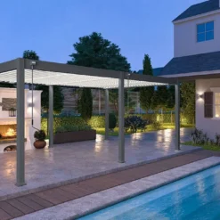 Pergola Bioclimatique Ombréa En Aluminium 4 X 6 M Autoportée - Anthracite -Jardelix Soldes Magasin pergola bioclimatique 4x6m lames blanches ombrea 15 728943