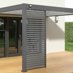 Pergola Bioclimatique Ombréa En Aluminium 3 X 4 M Adossée - Anthracite -Jardelix Soldes Magasin pergola bioclimatique adossee 3x4m 15 729186