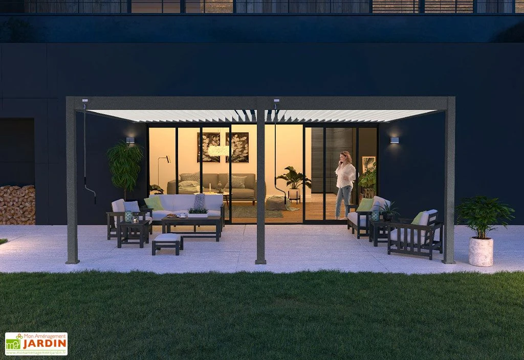 Pergola Bioclimatique Ombréa En Aluminium 4 X 6 M Adossée - Anthracite 6 Pergola Bioclimatique Ombréa En Aluminium 4 X 6 M Adossée - Anthracite – Image 4