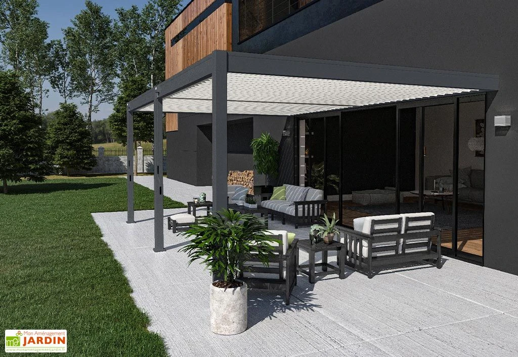 Pergola Bioclimatique Ombréa En Aluminium 4 X 6 M Adossée - Anthracite 4 Pergola Bioclimatique Ombréa En Aluminium 4 X 6 M Adossée - Anthracite – Image 2
