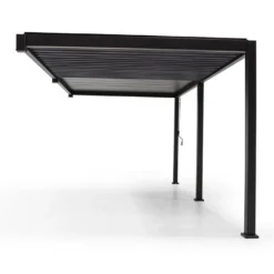 Pergola Bioclimatique Adossée En Aluminium Anthracite 15,9 M² - Ombréa -Jardelix Soldes Magasin pergola bioclimatique adossee ombrea anthracite 1