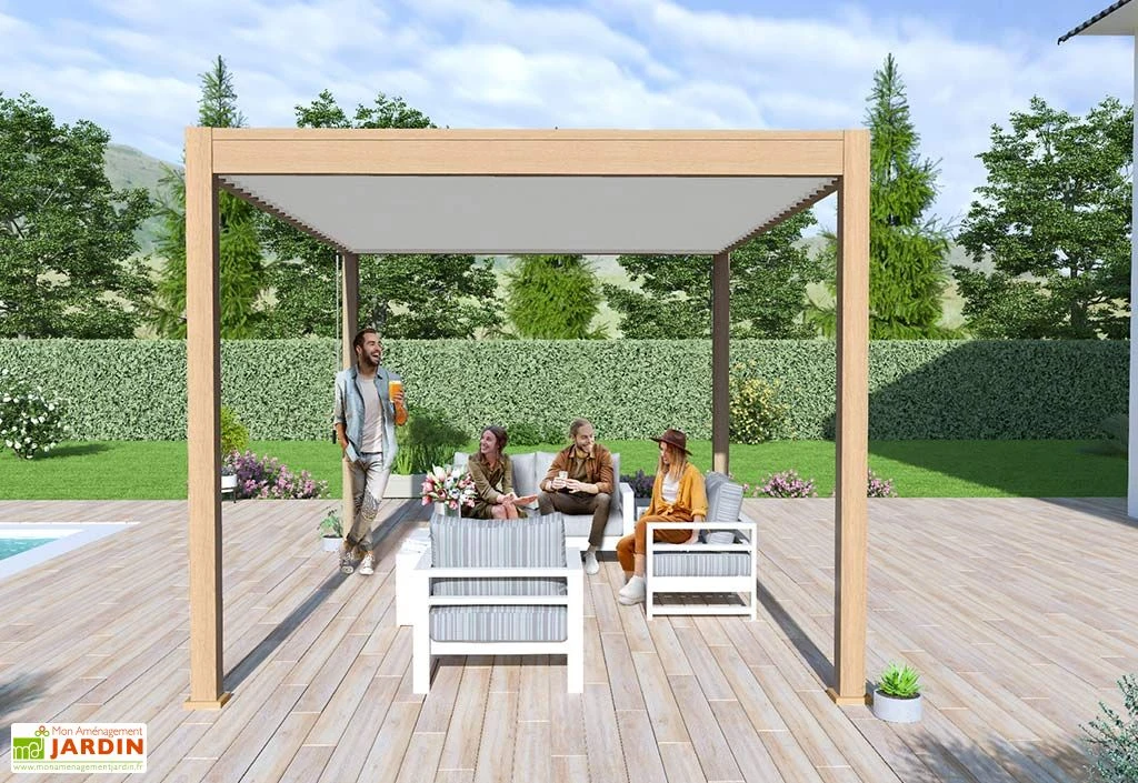 Pergola Bioclimatique Ombréa En Aluminium 3 X 4 M Autoportée - Imitation Bois 6 Pergola Bioclimatique Ombréa En Aluminium 3 X 4 M Autoportée - Imitation Bois – Image 4