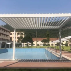 Pergola Bioclimatique Autoportée En Aluminium 9 M² + Store 3 M -Jardelix Soldes Magasin pergola bioclimatique aluminium blanc