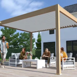 Pergola Bioclimatique Ombréa En Aluminium 3 X 4 M Autoportée - Imitation Bois 10 Pergola Bioclimatique Ombréa En Aluminium 3 X 4 M Autoportée - Imitation Bois -Jardelix Soldes Magasin pergola bioclimatique aluminium effet bois ombrea 15 728257