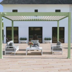 Pergola Bioclimatique Ombréa En Aluminium 3 X 4 M Autoportée - Vert Jade