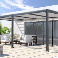 Pergola Bioclimatique Adossée En Aluminium 3 X 6 M - Seattle