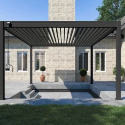 Pergola Bioclimatique Ombréa En Aluminium 4 X 4 M Autoportée - Anthracite -Jardelix Soldes Magasin pergola bioclimatique autoportee 4x4m anthracite ombrea 15 728486