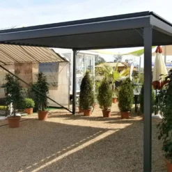 Pergola Bioclimatique Autoportée En Alu Avec Lames Motorisées Hostun II -Jardelix Soldes Magasin pergola bioclimatique autoportee motorisee hostun