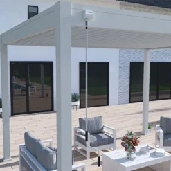 Pergola Bioclimatique Ombréa En Aluminium 3 X 4 M Autoportée - Gris Perle -Jardelix Soldes Magasin pergola bioclimatique manivelle ombrea 15 728318