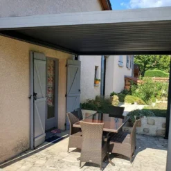 Pergola Bioclimatique 4 X 3 M Motorisée Télécommande + LED – Event Premium -Jardelix Soldes Magasin pergola bioclimatique motorisee aluminium 3x4m event premium 1