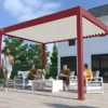 Pergola Bioclimatique Ombréa En Aluminium 3 X 4 M Autoportée - Rouge Basque -Jardelix Soldes Magasin pergola bioclimatique rouge 3x4 ombrea 15 728455