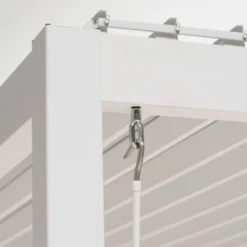 Pergola Bioclimatique Autoportée En Aluminium 12 M² + Store 4 M -Jardelix Soldes Magasin pergola blanc alu detail autoportee ambiance 1
