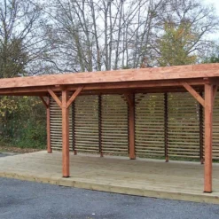 Tonnelle En Bois Avec Parois Lames Orientables – Ombra 7,5 X 4 M -Jardelix Soldes Magasin pergola bois autoportee ombra