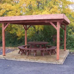 Tonnelle En Bois Avec Treillage Toit Plat Bac Acier – Ombra 4 X 4 M -Jardelix Soldes Magasin pergola bois traite 4x4m ombra