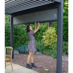 Pergola Bioclimatique Autoportée En Aluminium 9 M² + Store 3 M -Jardelix Soldes Magasin pergola store bioclimatique aluminium