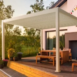 Pergola Bioclimatique Autoportée En Aluminium 12 M² + Store 4 M