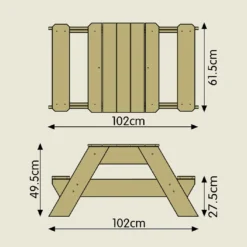 Table De Pique-nique En Bois Pour Enfant Avec Bac à Sable – Early Fun -Jardelix Soldes Magasin plan dimensions table jardin pique nique