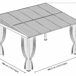 Tonnelle Adossée En Aluminium Et Polycarbonate St Barth 10,77 M² -Jardelix Soldes Magasin plan tonnelle adossee aluminium polycarbonate stbarth 10m2