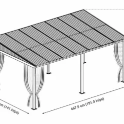 Tonnelle Adossée En Aluminium Et Polycarbonate St Barth 17,53 M² -Jardelix Soldes Magasin plan tonnelle murale metal polycarbonate stbarth 17m2