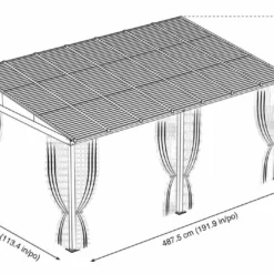 Tonnelle Adossée En Aluminium Et Acier Galvanisé Portland 14,43 M² -Jardelix Soldes Magasin plan tonnelle murale metal portland 14m2