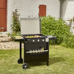 Plancha à Gaz 3 Brûleurs Sur Chariot En Métal Finesta -Jardelix Soldes Magasin plancha gaz chariot finesta 1