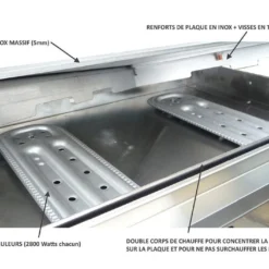 Plancha Gaz Inox CHEF 80 XL + Chariot Ouvert (Pack Complet) -Jardelix Soldes Magasin plancha gaz inox chariot ouvert housse friteuse 8400w 5