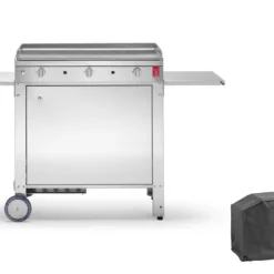 Plancha Gaz Inox CHEF 80 XL + Chariot Fermé (Pack Complet)