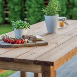 Table De Jardin En Bois Autoclave 200 Cm + 2 Bancs – Daugavpils -Jardelix Soldes Magasin plateau table jardin bois ekju 253654