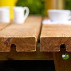 Table De Pique-nique Bois Autoclave Brun + Bancs Rabattables – Jelgava -Jardelix Soldes Magasin plateau table pique nique ekju 253001