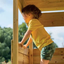 Cabane En Bois Pour Enfant Avec Toboggan – TP Treetops -Jardelix Soldes Magasin plateforme enfant cabane bois treetops tp toys