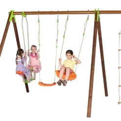 Portique Balançoires Bois Et Métal 2,30 M Deko 10 Portique Balançoires Bois Et Métal 2,30 M Deko -Jardelix Soldes Magasin portique aire de jeux bois acier deko 7