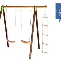 Portique Balançoires Bois Et Métal 2,30 M Xylo -Jardelix Soldes Magasin portique aire de jeux bois acier xylo 2