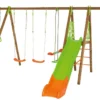 Portique Balançoires + Toboggan Bois Et Métal Octavo -Jardelix Soldes Magasin portique aire jeux bois trigano octavo