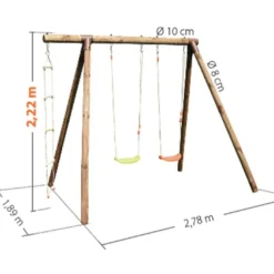 Portique En Bois 3 Enfants 2 Balançoires 1 échelle - Arthur -Jardelix Soldes Magasin portique arthur dimensions