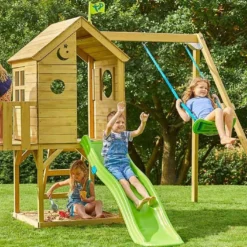 Aire De Jeux En Bois : Cabane, Toboggan Et Portique – TP Treehouse