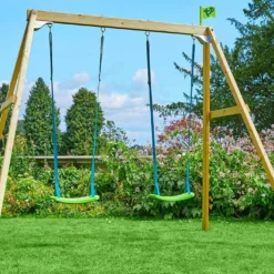 Portique En Bois Avec Deux Balançoires – Forest Double Swing