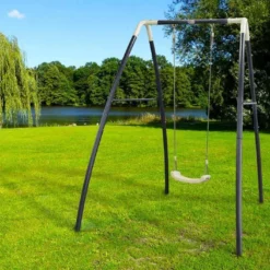 Axi Portique Balançoire Acier Pour Enfant - 1 Agrès -Jardelix Soldes Magasin portique balancoire enfant metal antirouille siege corde ajustable 140x210x217cm 3