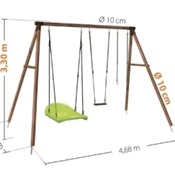Portique Adulte En Bois Avec Balançoire Bateau – Galdar Bateau Soulet -Jardelix Soldes Magasin portique balancoires bois galdar bateau soulet
