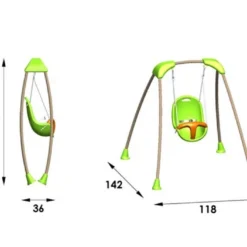 Portique Balançoire Acier Baby'K Pliable 1,24m -Jardelix Soldes Magasin portique bebe acier