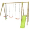 Portique Balançoire Et Toboggan Bois 2,30 M Tutti -Jardelix Soldes Magasin portique bois balancoire toboggan 230cm 5enfants 4agres tutti 2