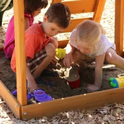 KidKraft Portique En Bois Ainsley Balançoires, Toboggan, Escalade -Jardelix Soldes Magasin portique bois enfant balancoires toboggan mur escalade 5