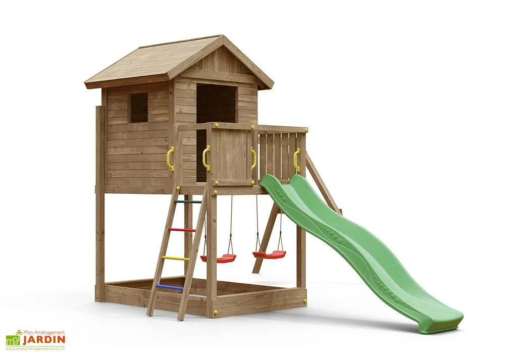 Aire De Jeux Portique En Bois De Pin Traité Fungoo Galaxy S 4 Aire De Jeux Portique En Bois De Pin Traité Fungoo Galaxy S – Image 2