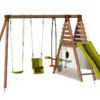 Portique En Bois Pour 7 Enfants Toboggan+ Tipi + 3 Agrès – Camélia -Jardelix Soldes Magasin portique camelia toboggan tipi agre s 2