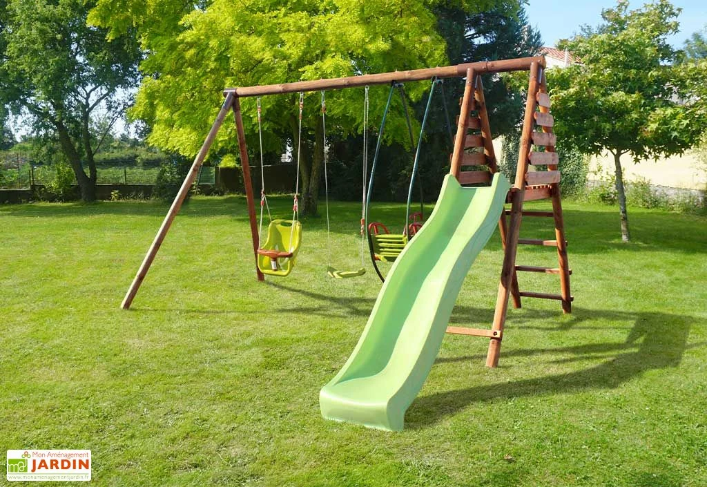 Portique Toboggan + Balancelle + 1 Balançoire + Siège Bébé – Colza 4 Portique Toboggan + Balancelle + 1 Balançoire + Siège Bébé – Colza – Image 2