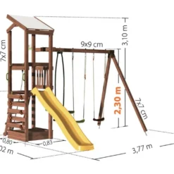 Aire De Jeux Toboggan + Agrès + Mur D'escalade + Bac à Sable – Féroé -Jardelix Soldes Magasin portique dimensions feroe