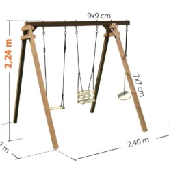 Portique En Bois éco-friendly 2 Balançoires 1 Siège Bébé – Ulysse -Jardelix Soldes Magasin portique enfants ulysse dimensions